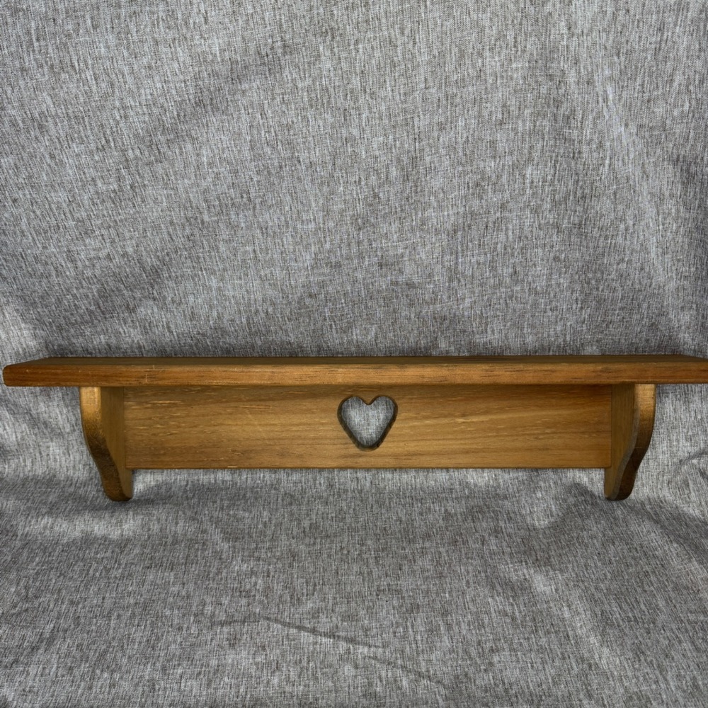 Vintage Wood Wall Shelf Heart Cutout Rustic Farmhouse CottageCore